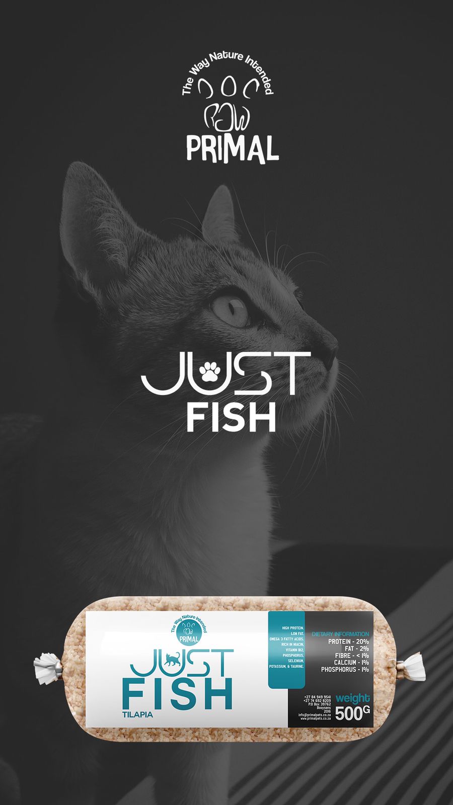 Healthy dog & cat food. Just Fish Raw Rolls for Pets from Amaloki