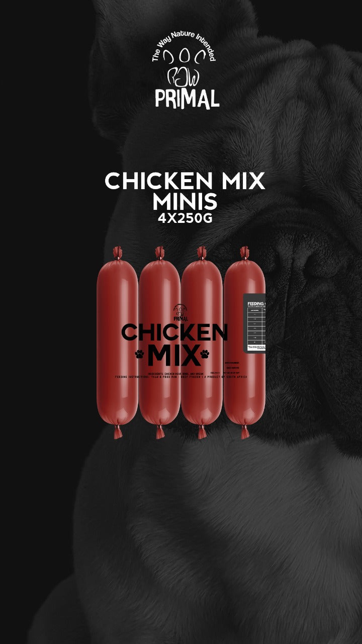 Healthy dog & cat food. Chicken Mix Mini Raw 2x250gr Rolls for Pets from Amaloki
