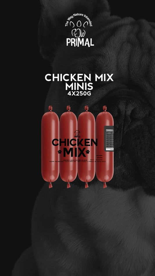 Healthy dog & cat food. Chicken Mix Mini Raw 2x250gr Rolls for Pets from Amaloki