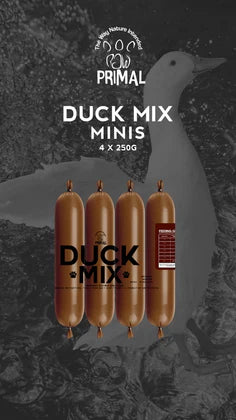 Healthy dog & cat food. Duck Mix Mini Rolls 4x25g for Pets from Amaloki 