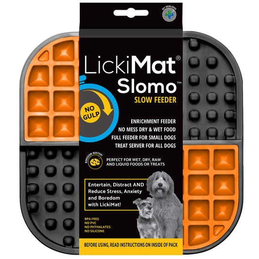 Lickimat Slomo Slow Feeder Orange & Black for Dogs from Amaloki