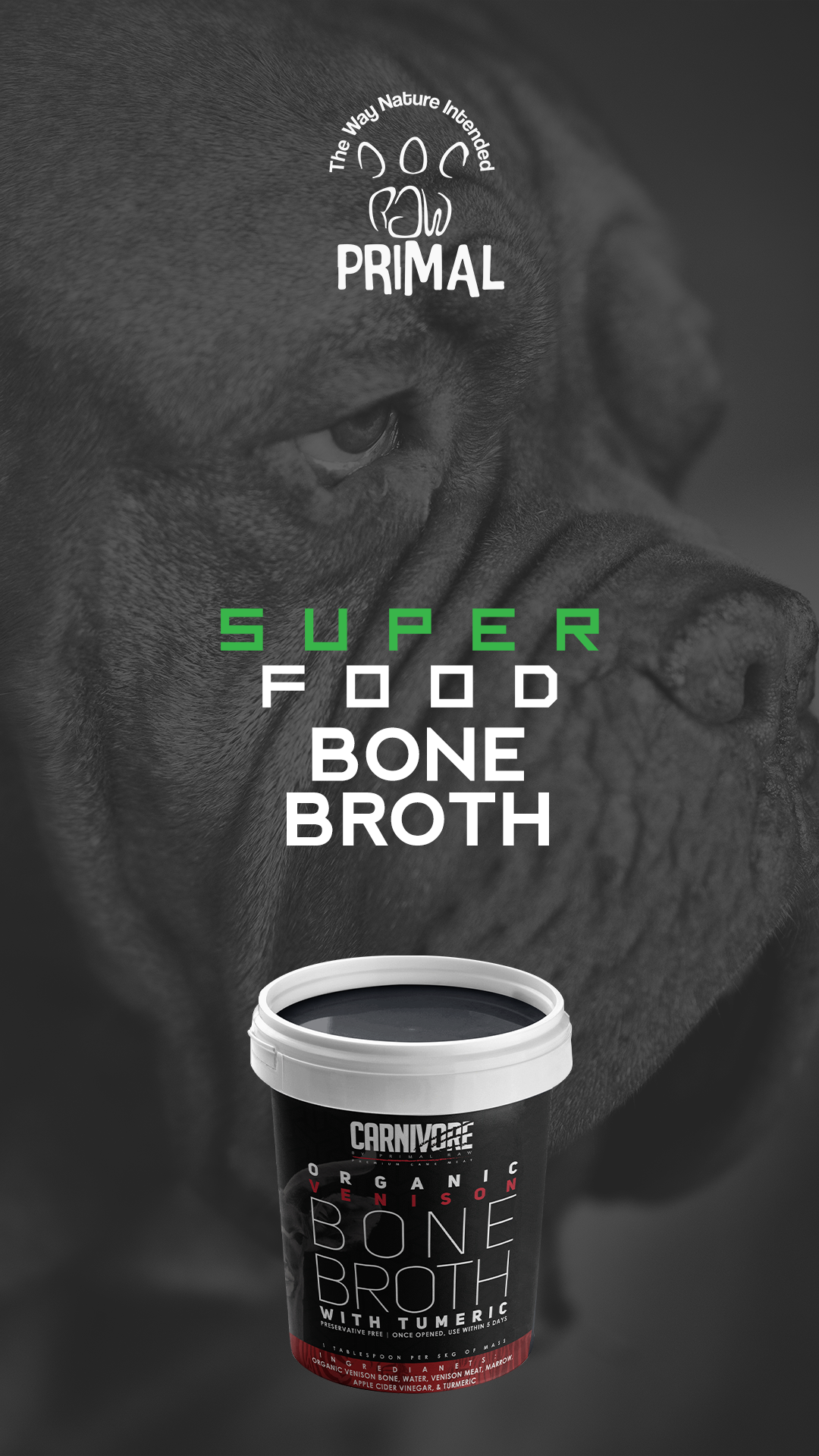 Healthy pets. Organic Venison Bone Broth for your Pets from Amaloki