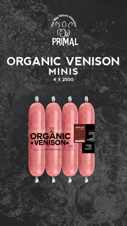 Organic Venison Minis 4x25g for healthy Pets from Amaloki