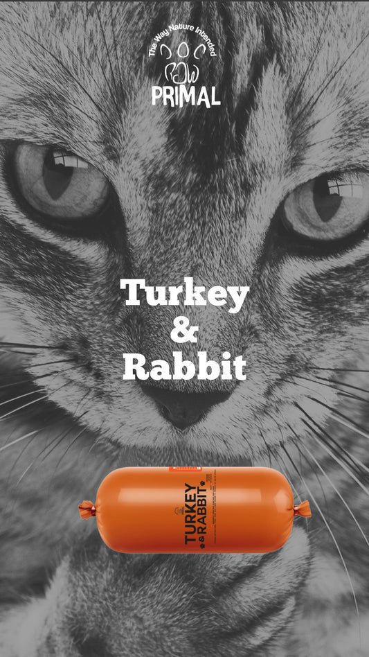 Healthy cat & dog food. Turkey & Rabbit 1kg Raw Rolls. From Amaloki